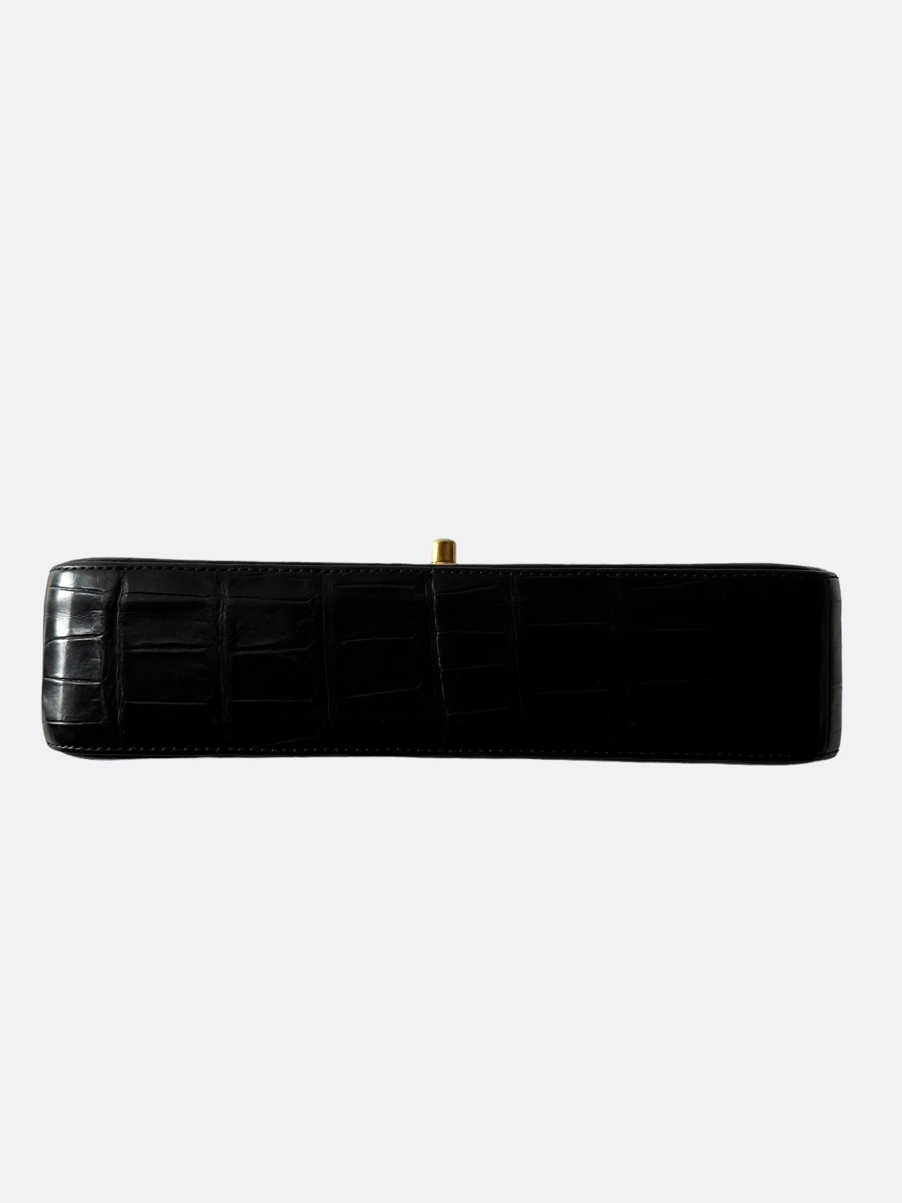 Chanel Black Aligator Medium Double Flap Bag