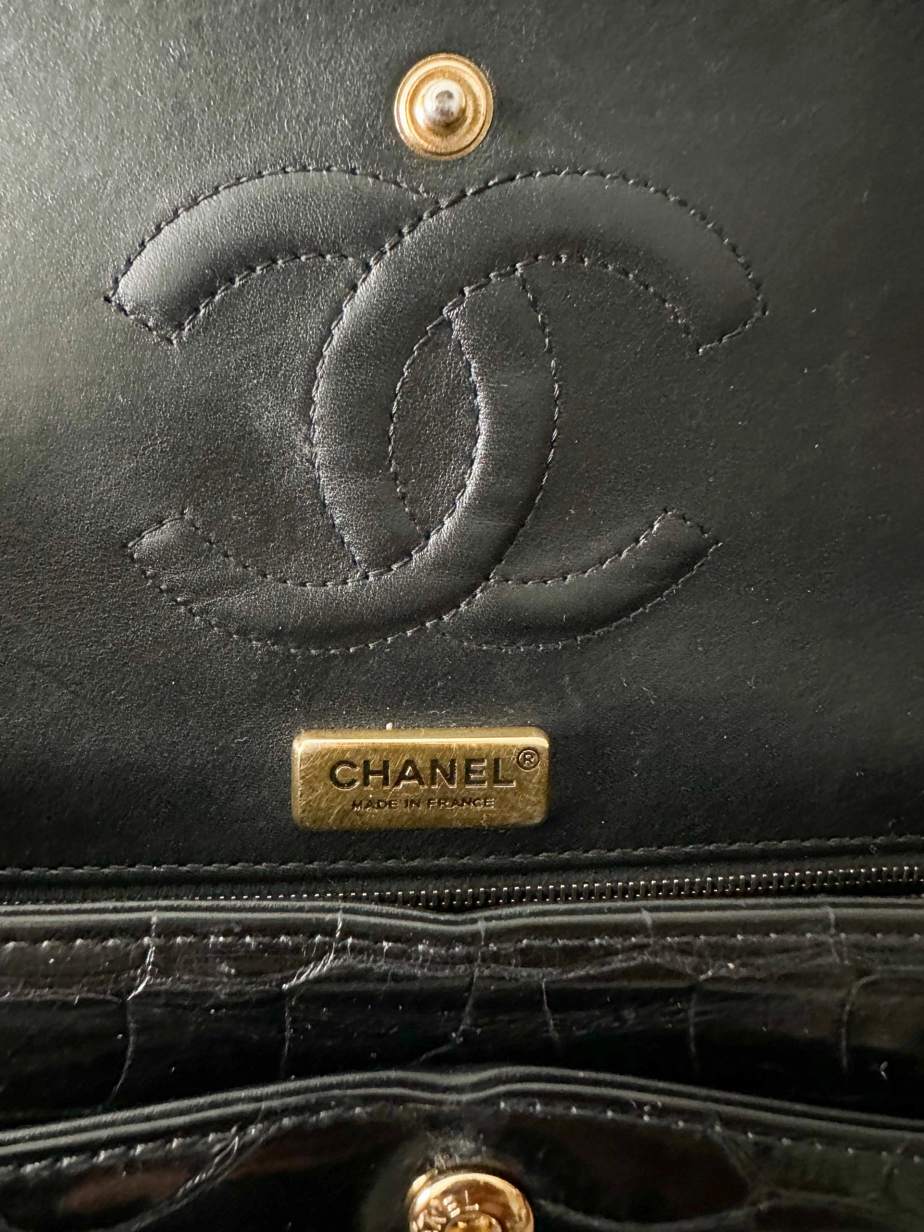 Chanel Black Aligator Medium Double Flap Bag