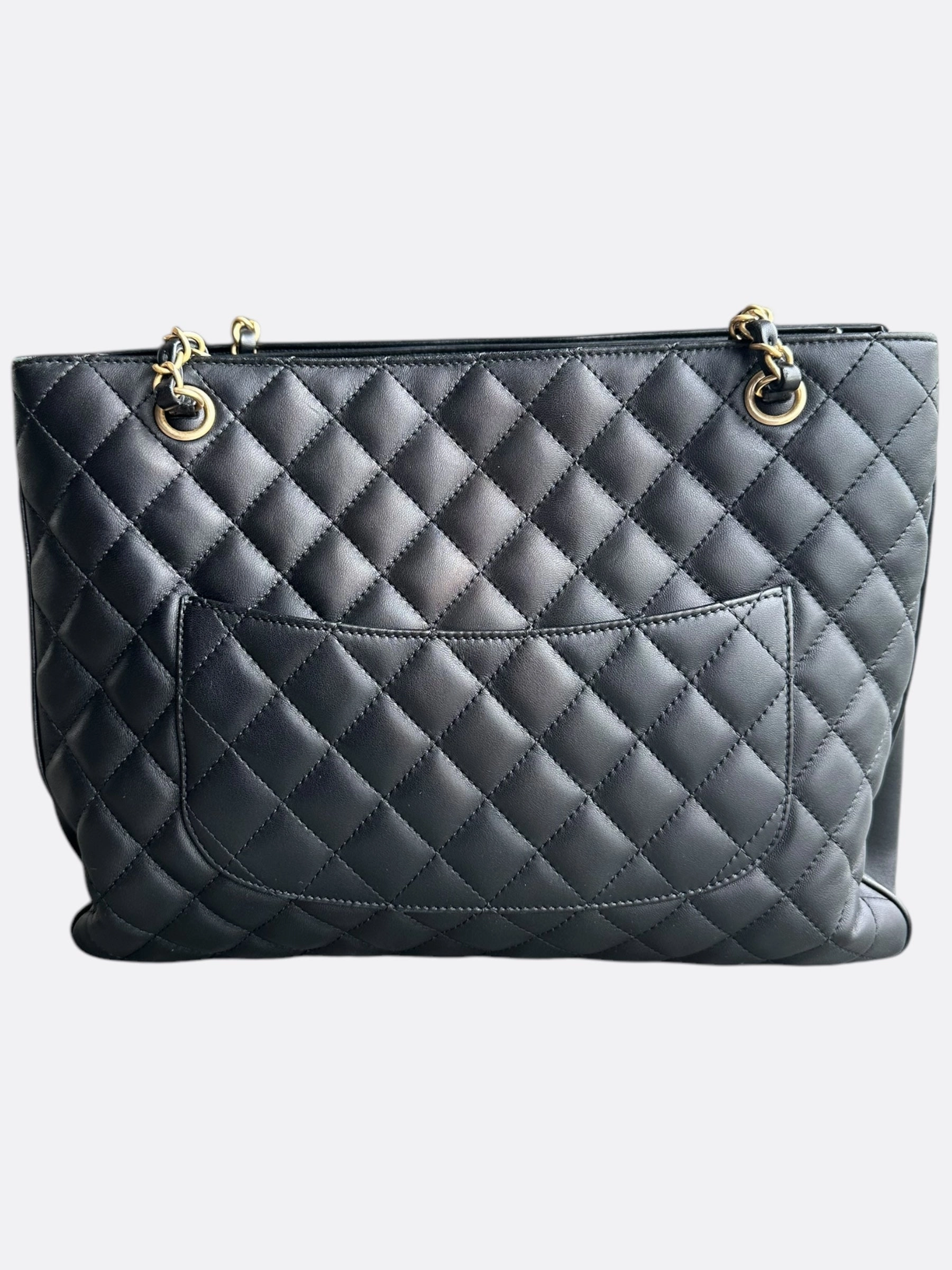 Chanel Black Lambskin Quilted Shopper Tote