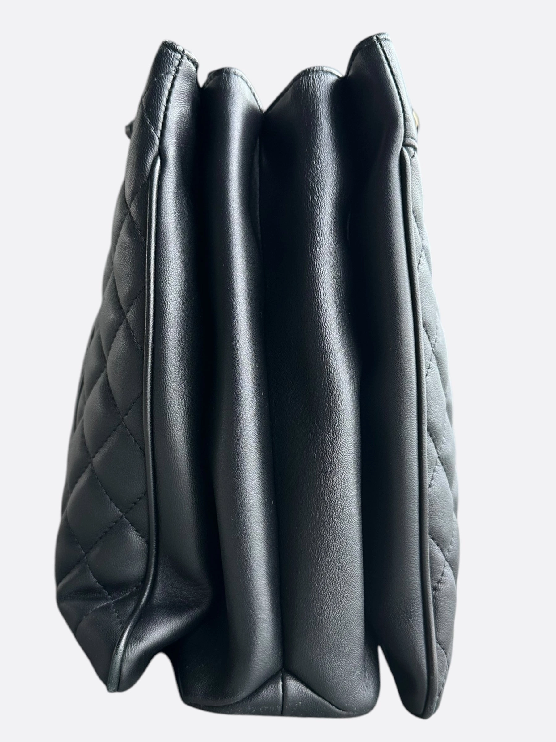 Chanel Black Lambskin Quilted Shopper Tote