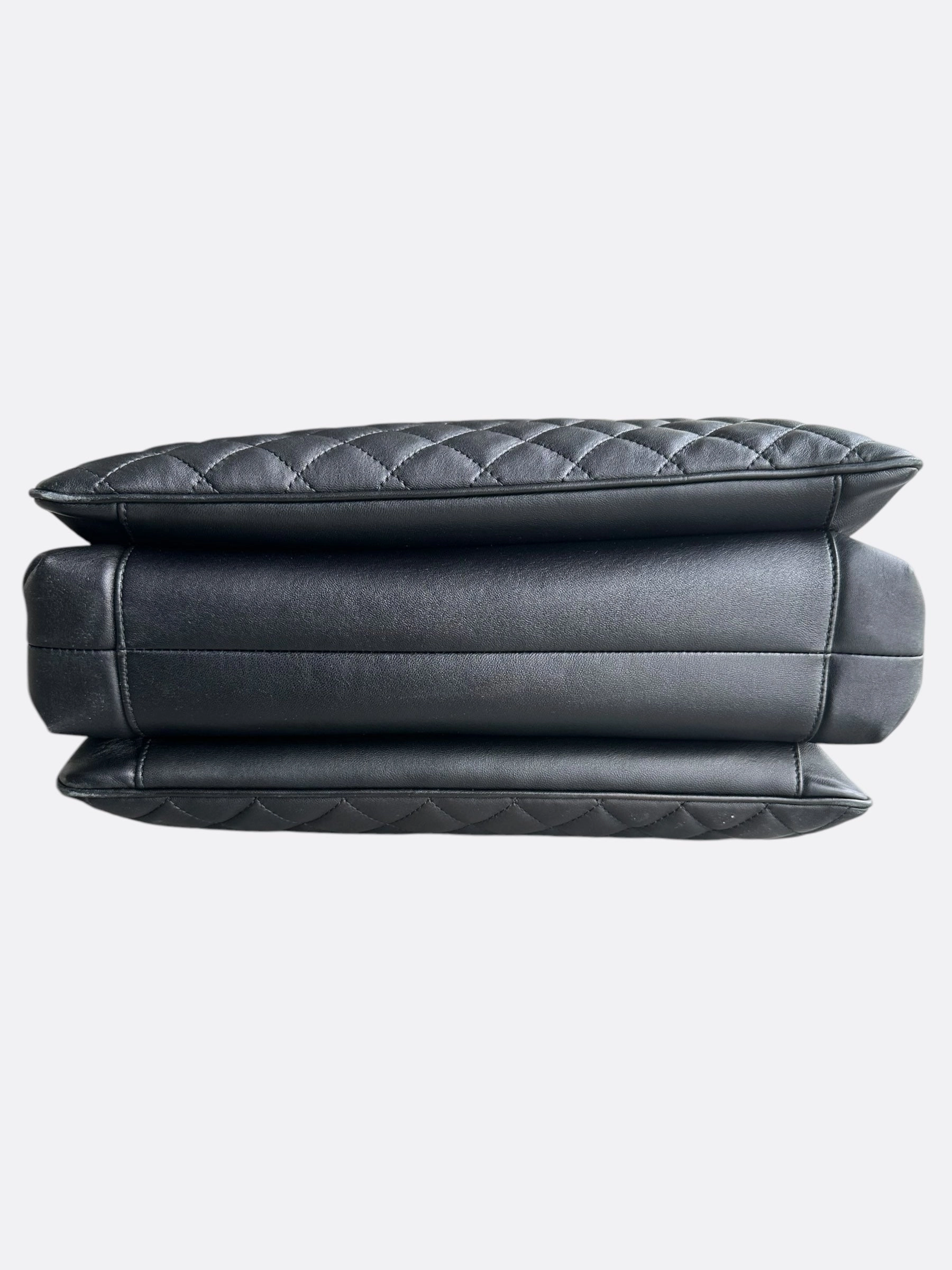 Chanel Black Lambskin Quilted Shopper Tote