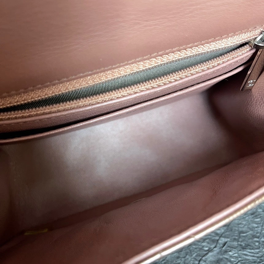 Chanel Brown Patent Leather Square Fat Crossbody Bag