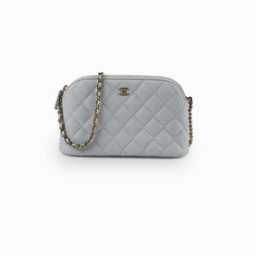 Chanel Caviar Mini Crossbody Light Blue Bag Microchipped