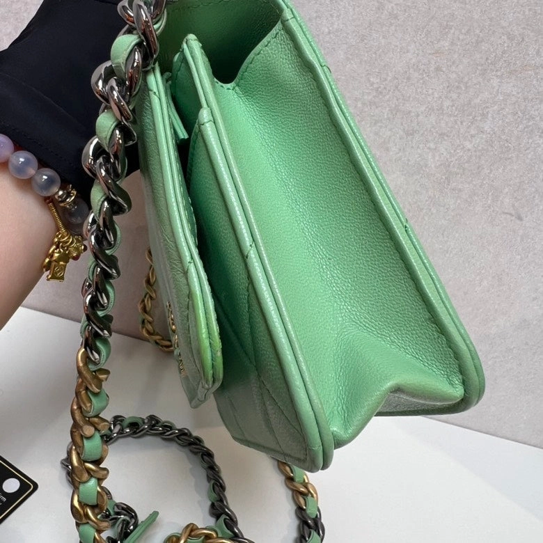 CHANEL Classic Flap Bag in Mint Green Quilted Leather Crossbody