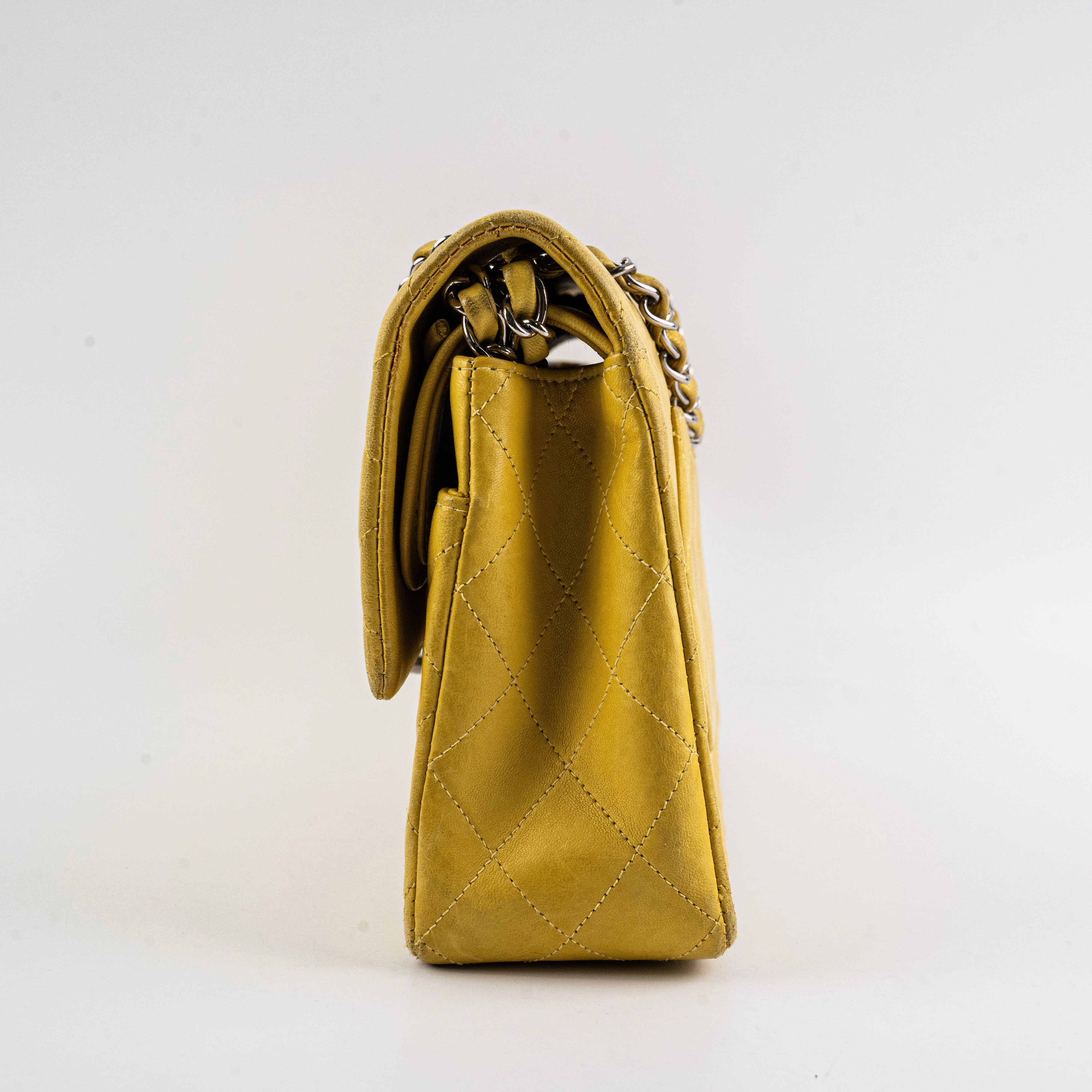 Chanel Classic Flap M/L Yellow Lambskin Bag