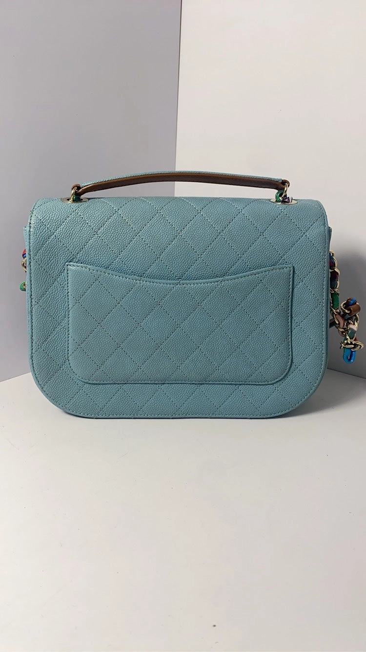 Chanel Cuba Blue Caviar Quilted Shoulder Bag
