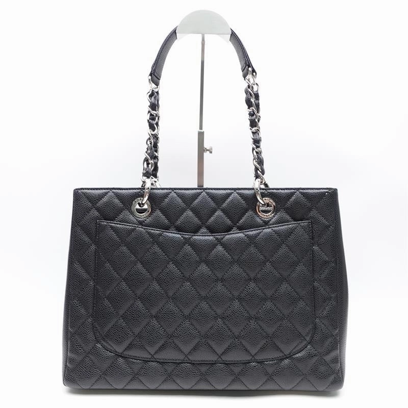 Chanel GST Black Silver Calfskin Quilted Shoulder Bag