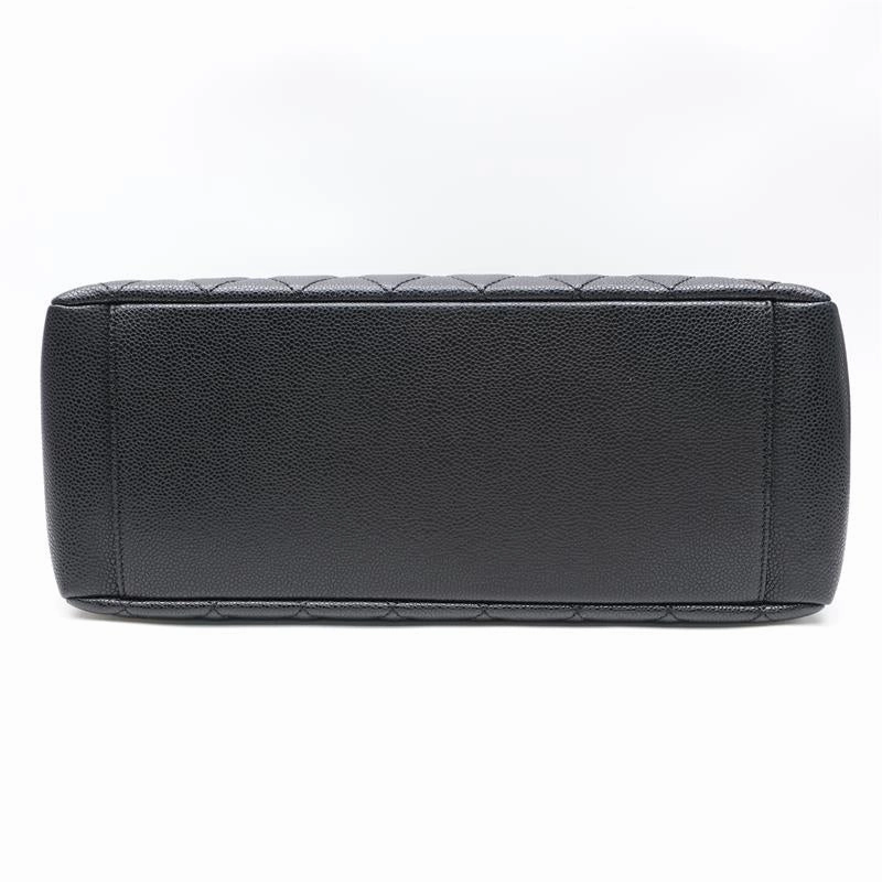 Chanel GST Black Silver Calfskin Quilted Shoulder Bag