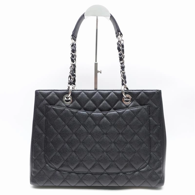 Chanel GST Black Silver Calfskin Quilted Shoulder Bag