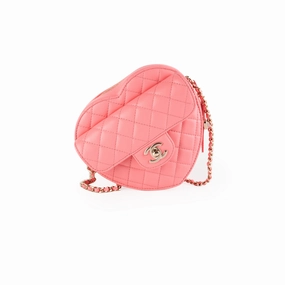 Chanel Heart Bag Large Lambskin Pink (Microchipped)