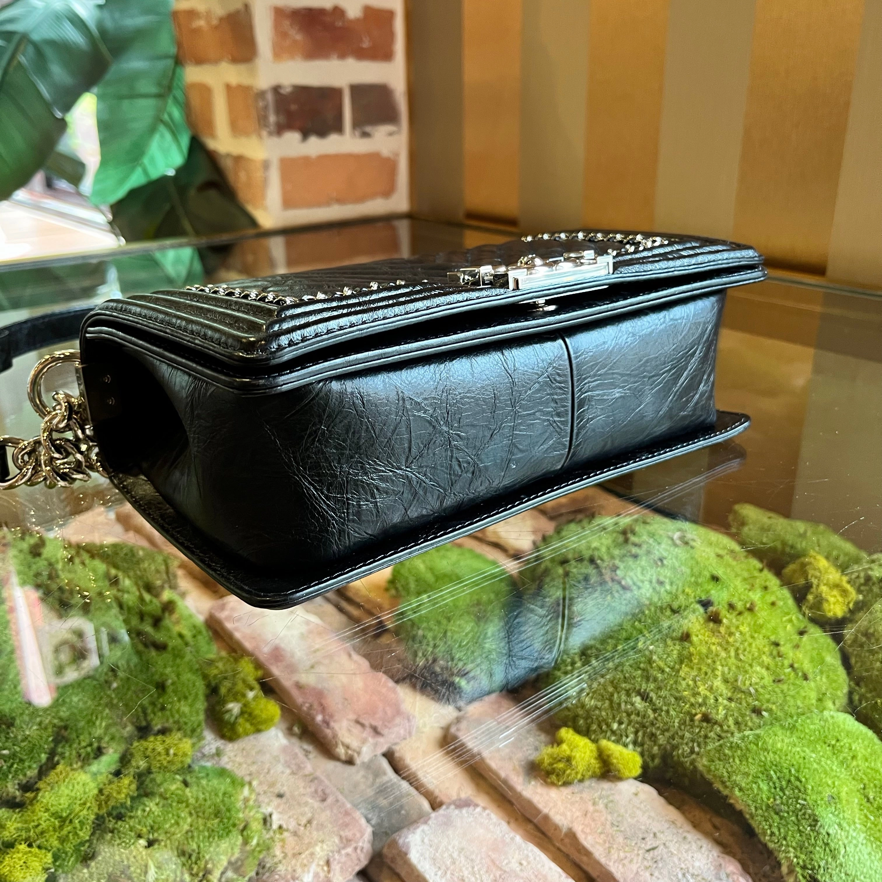 CHANEL Jacket Boy Medium Aged Calfskin Shoulder Bag