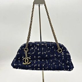 Chanel Just Mademoiselle Tweed Bowling Bag - Blue Shoulder Bags, Handbags LA12476