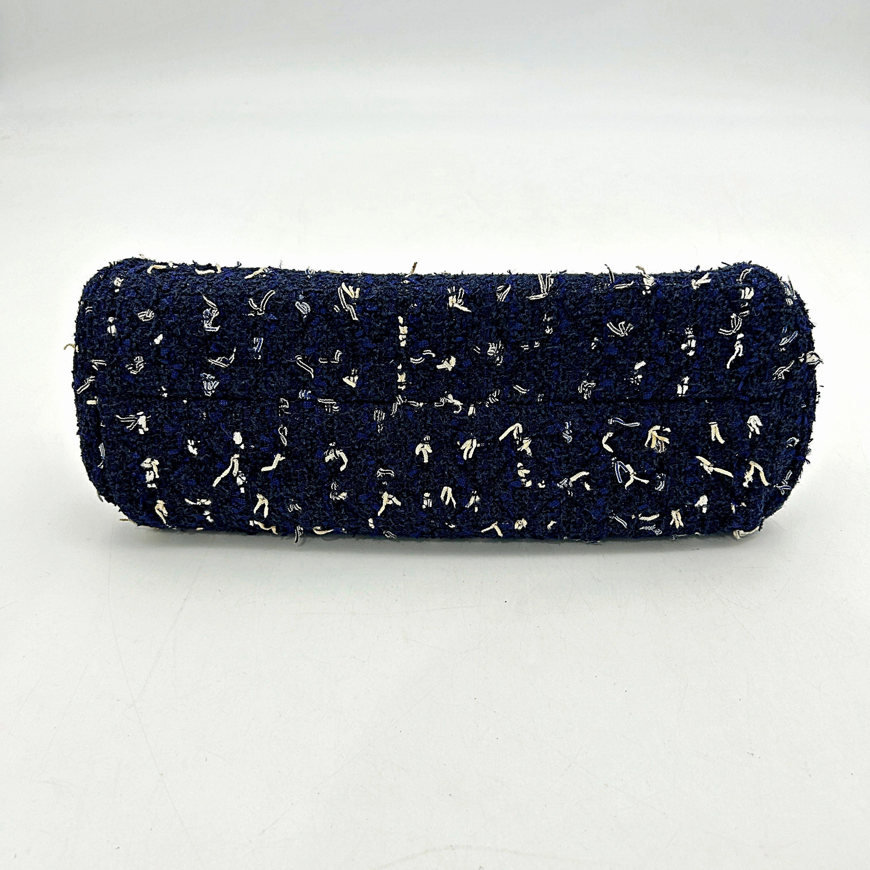 Chanel Just Mademoiselle Tweed Bowling Bag - Blue Shoulder Bags, Handbags LA12476