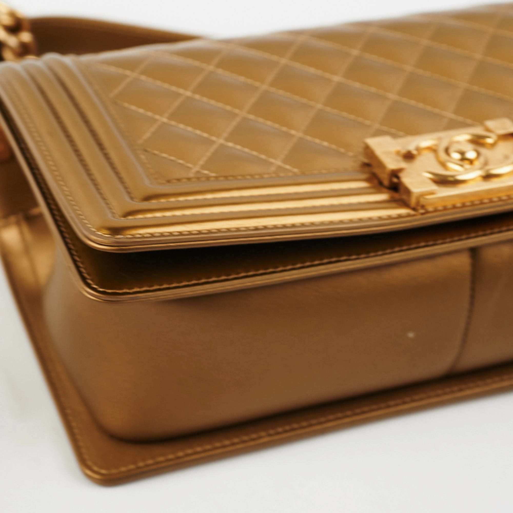 Chanel Medium Boy Patent Gold