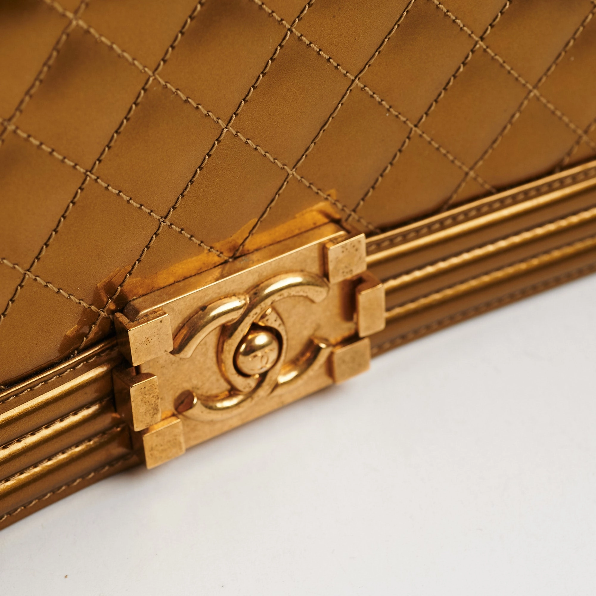 Chanel Medium Boy Patent Gold
