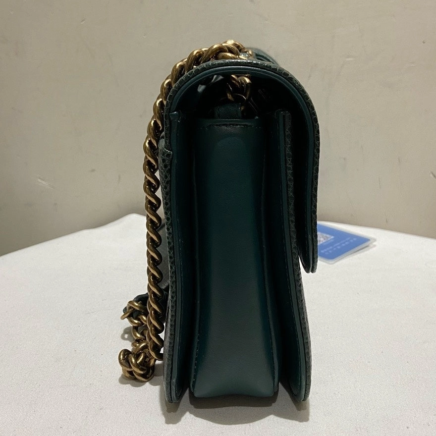 Chanel Medium Lizard Skin Shoulder Bag in Green Leather