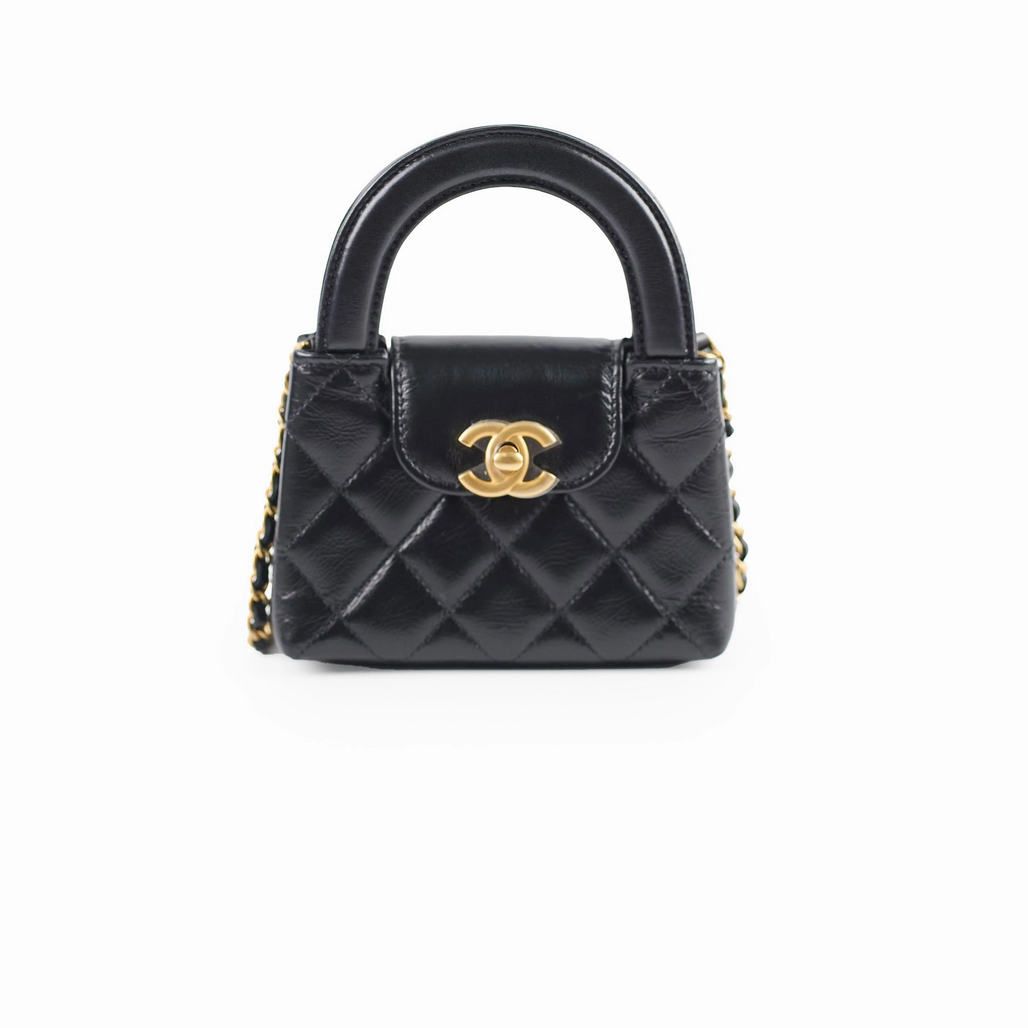 Chanel Micro Kelly Shopper Bag Black Microchipped