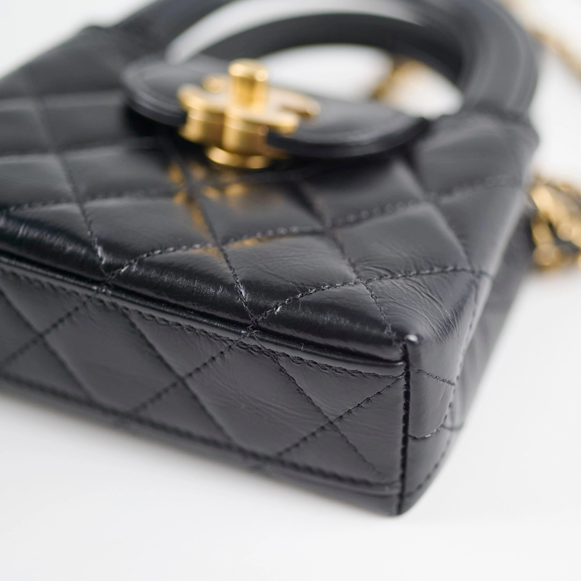 Chanel Micro Kelly Shopper Bag Black Microchipped