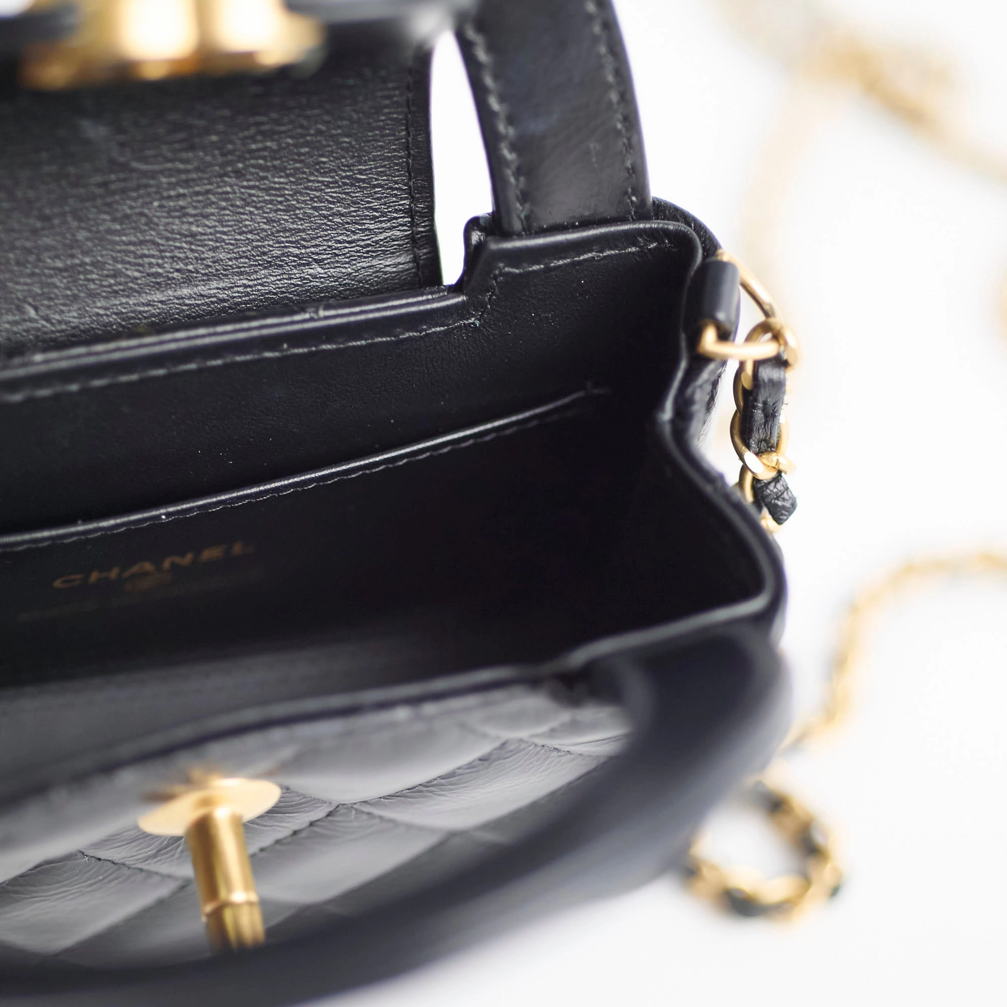 Chanel Micro Kelly Shopper Bag Black Microchipped