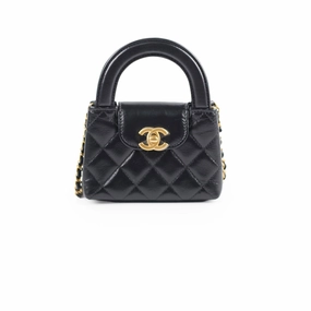 Chanel Micro Kelly Shopper Bag Black Microchipped