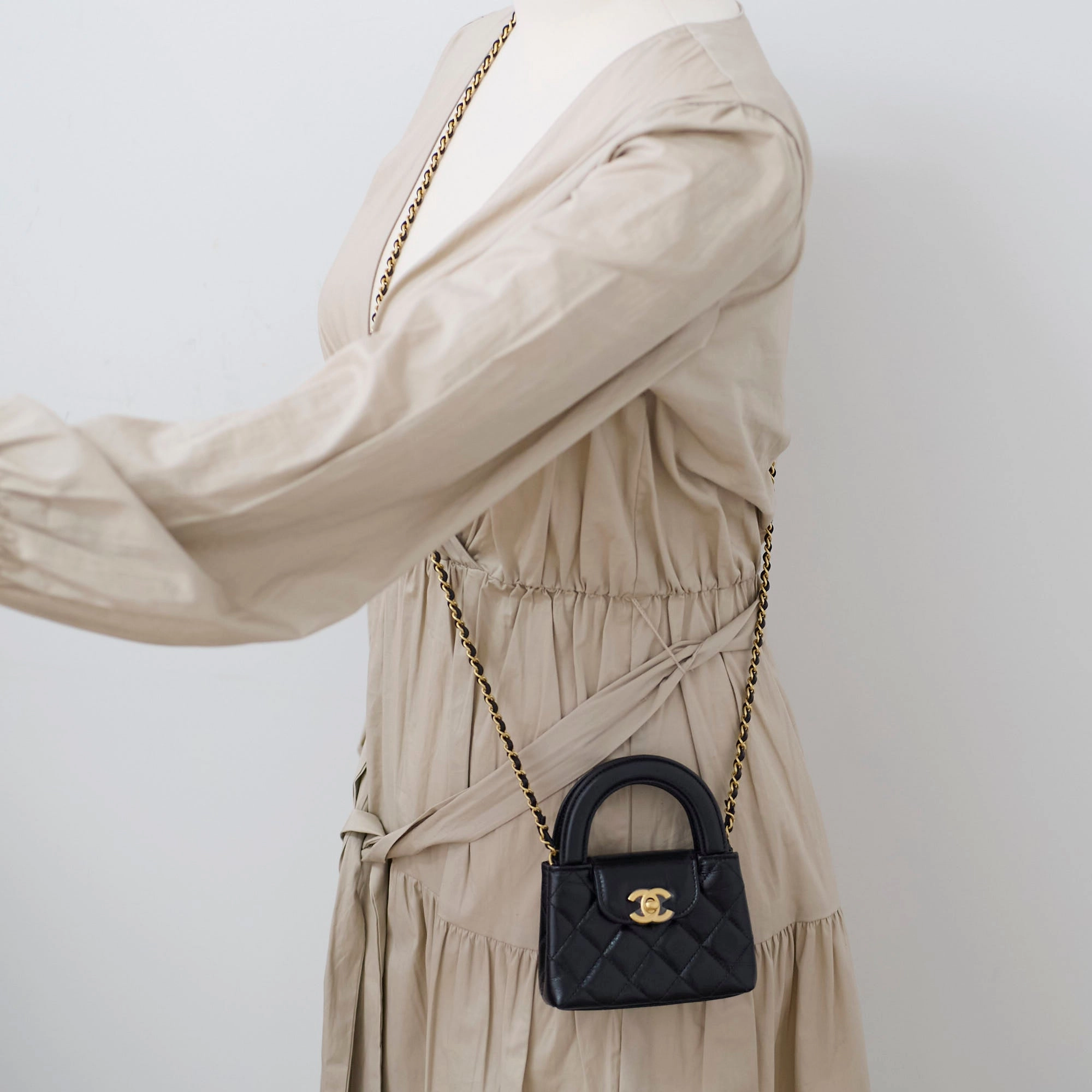 Chanel Micro Kelly Shopper Bag Black Microchipped