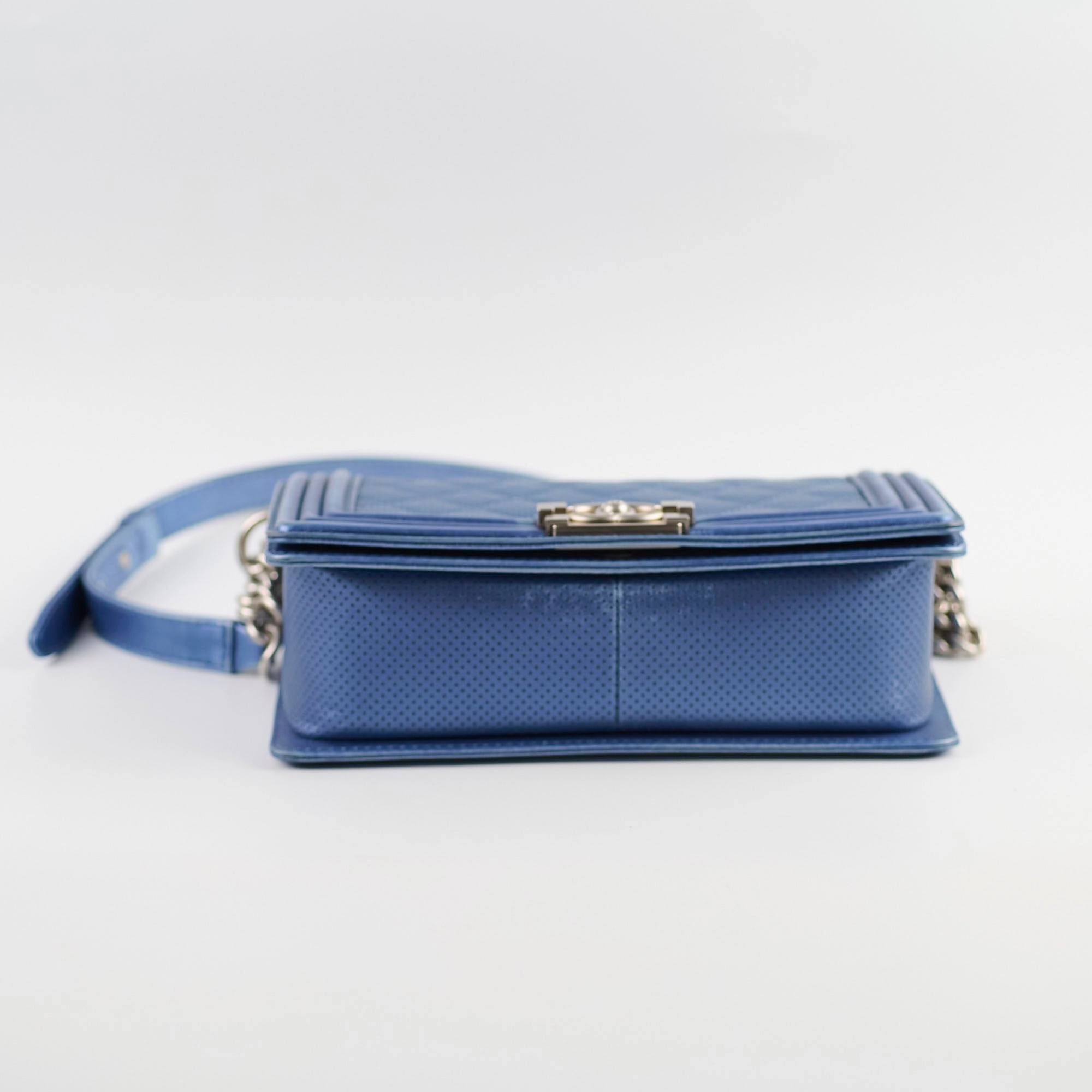 Chanel Old Medium Boy Metallic Blue