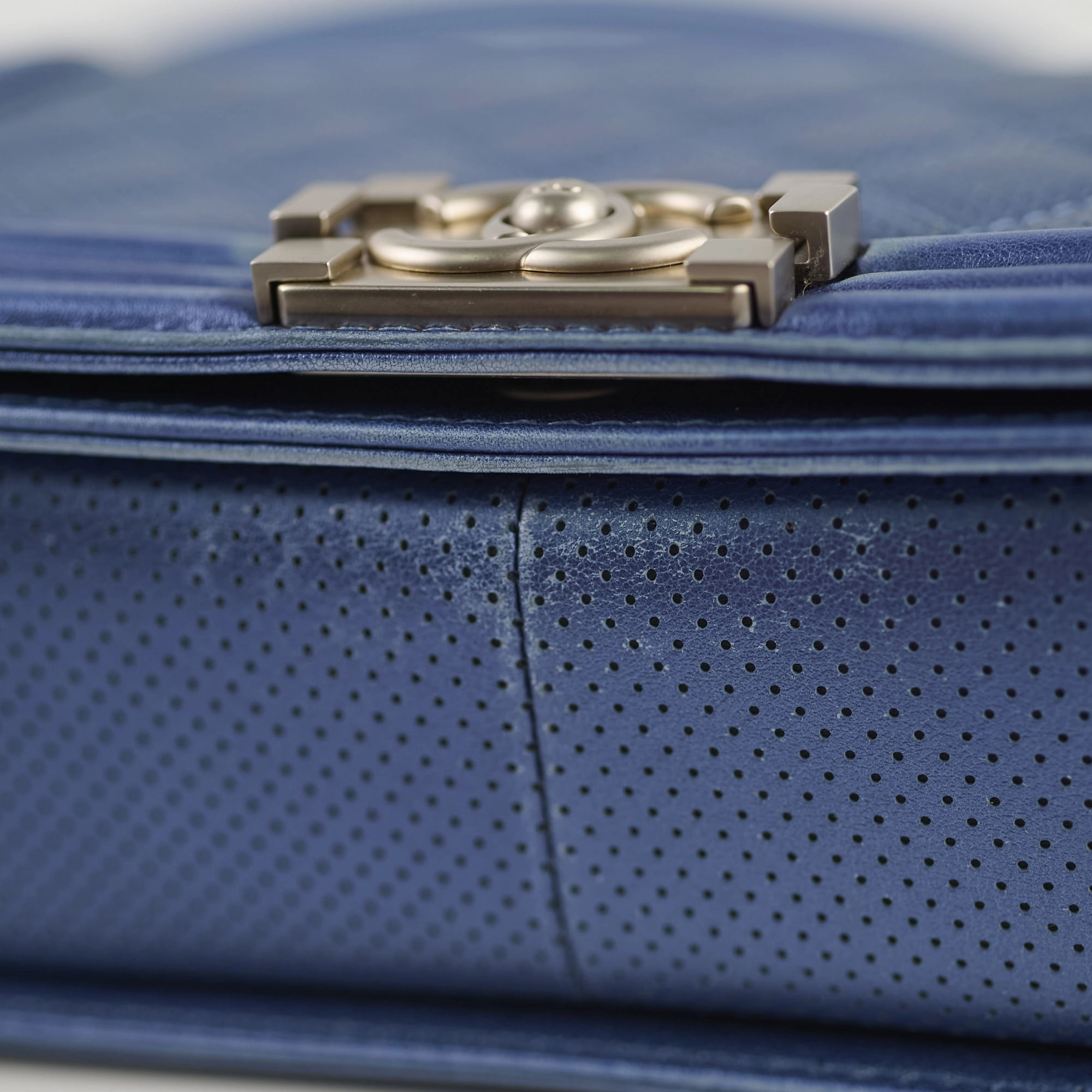 Chanel Old Medium Boy Metallic Blue