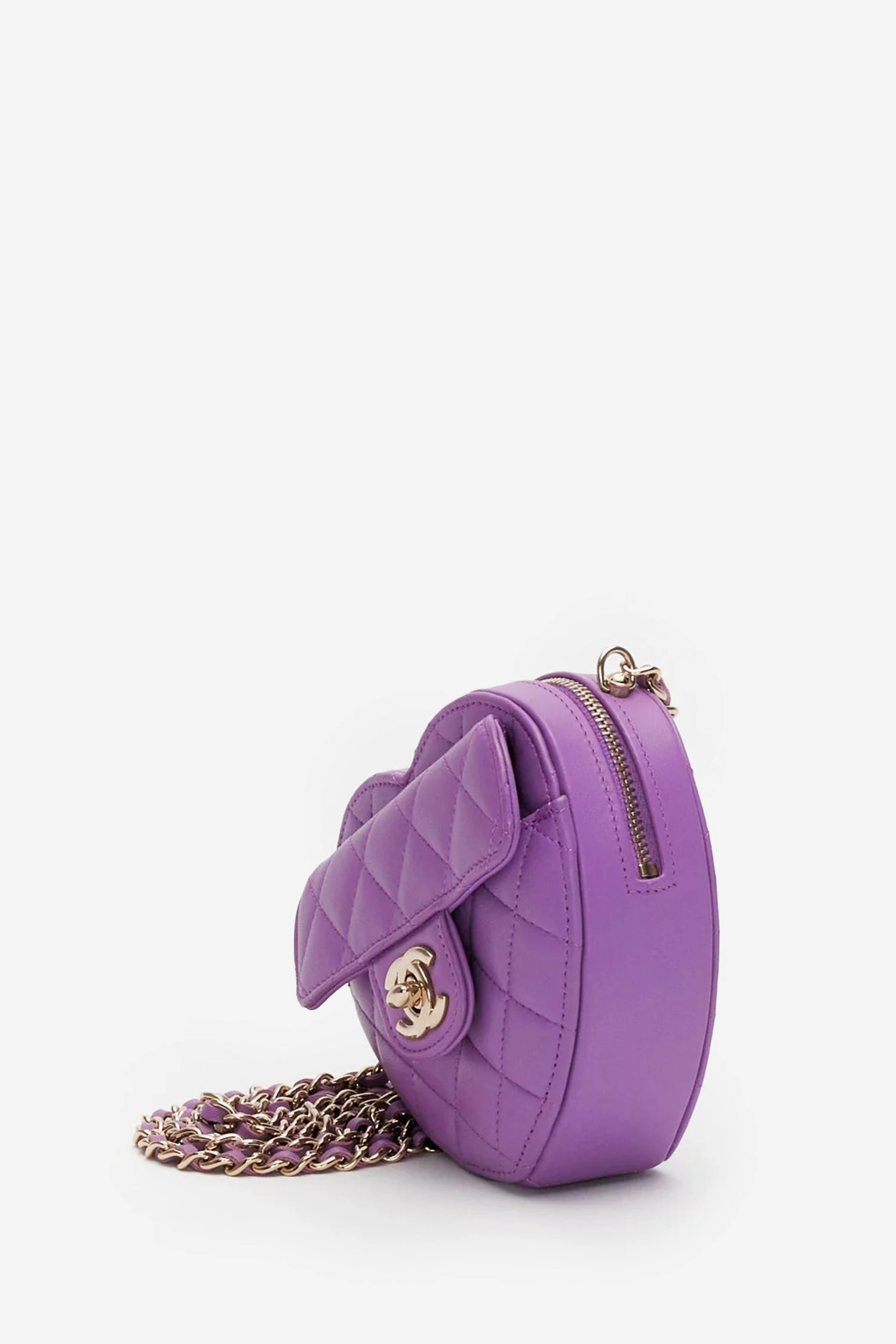 Chanel Purple Lambskin Mini Heart Bag