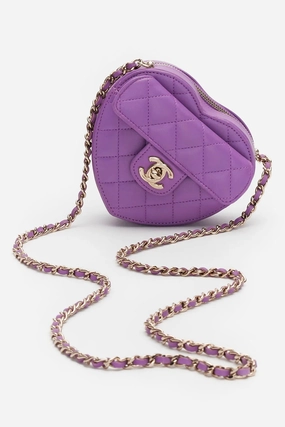 Chanel Purple Lambskin Mini Heart Bag