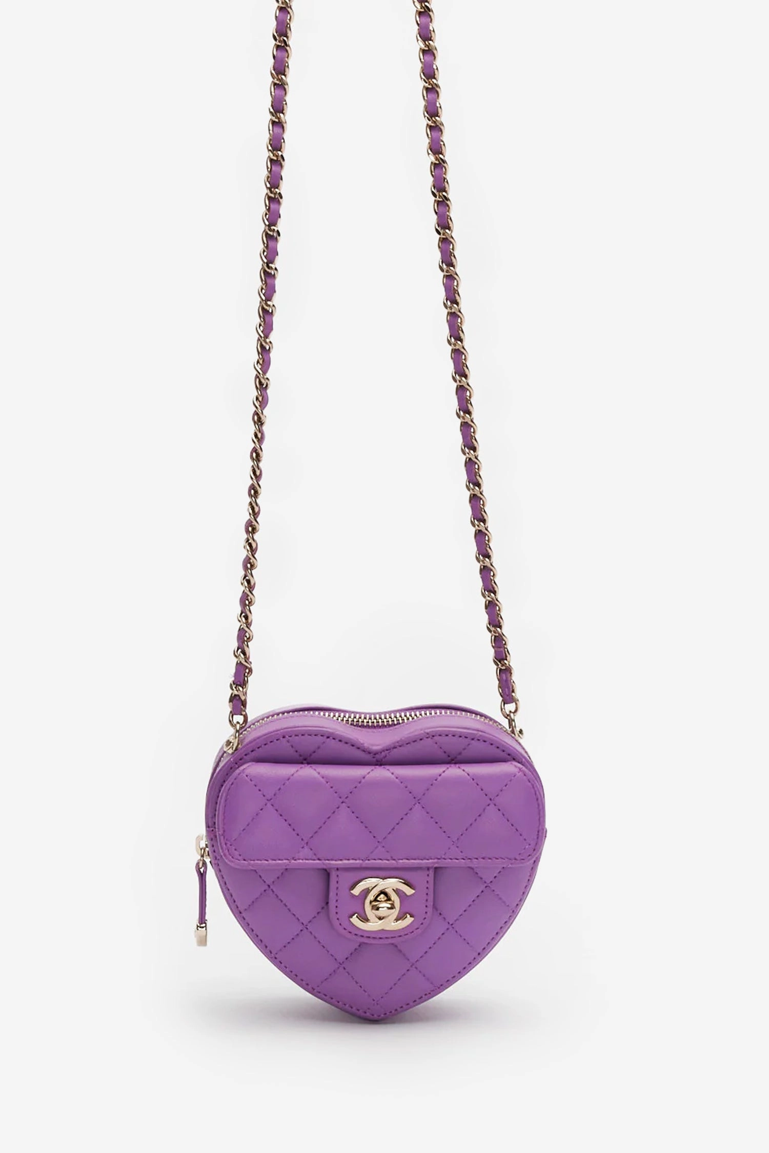 Chanel Purple Lambskin Mini Heart Bag
