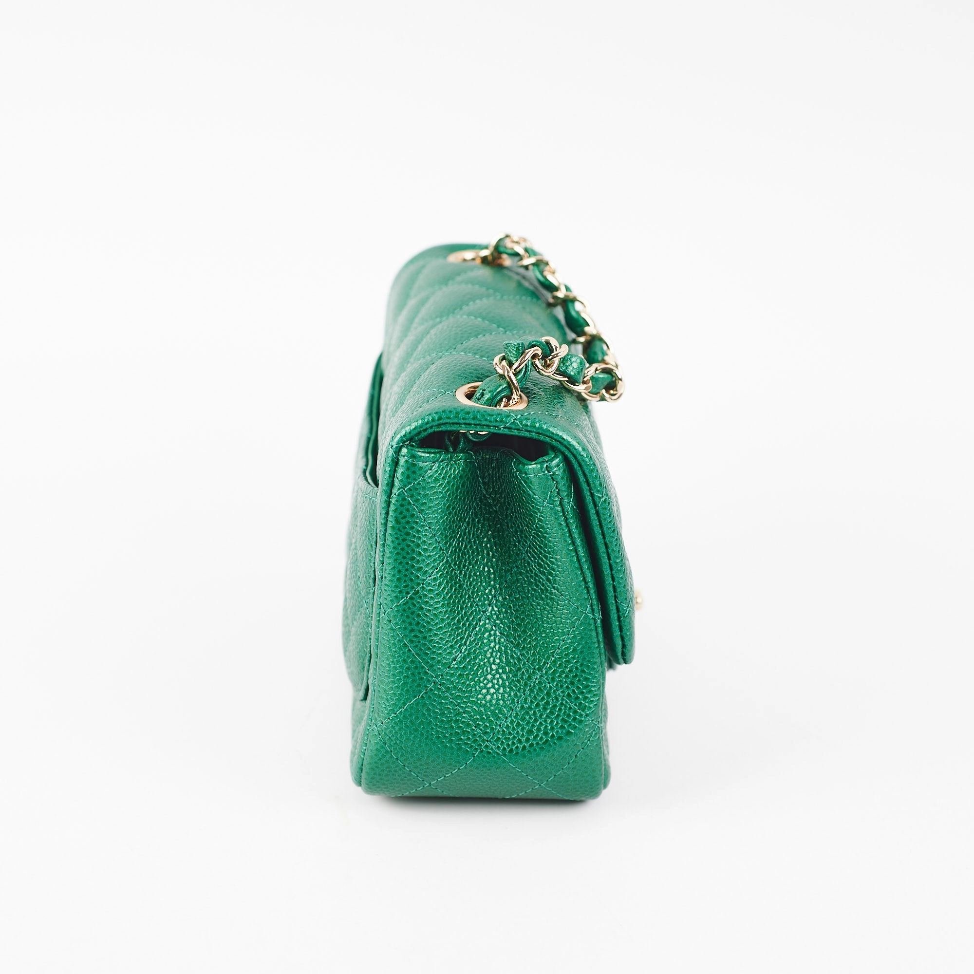 Chanel Quilted Caviar Mini Square 18S Emerald Green