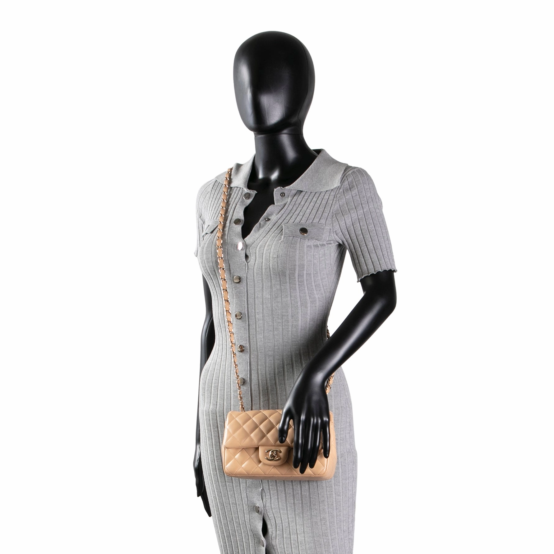 CHANEL Rectangular Mini Flap Bag- Beige
