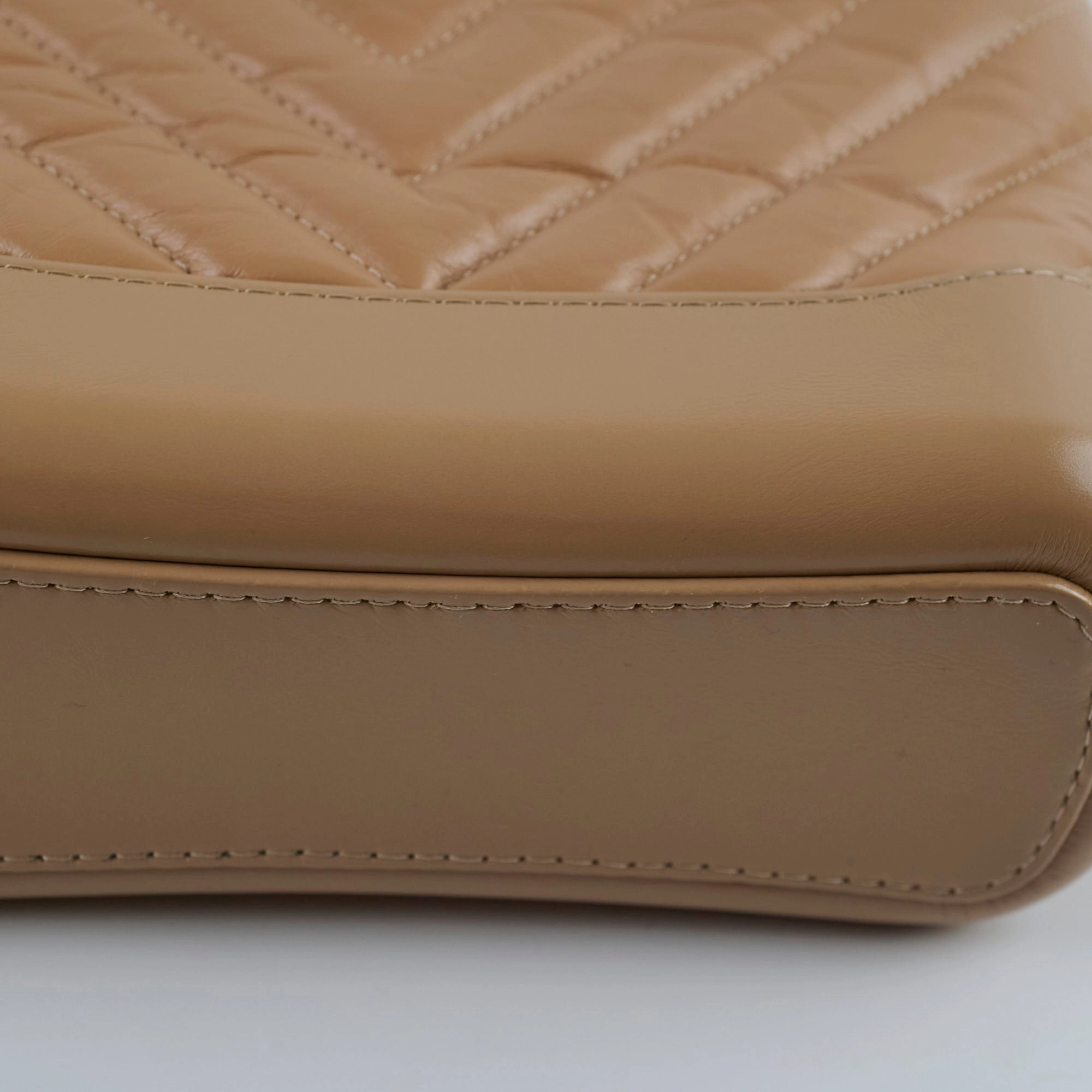 Chanel Small Chevron Grabrielle Bag Beige