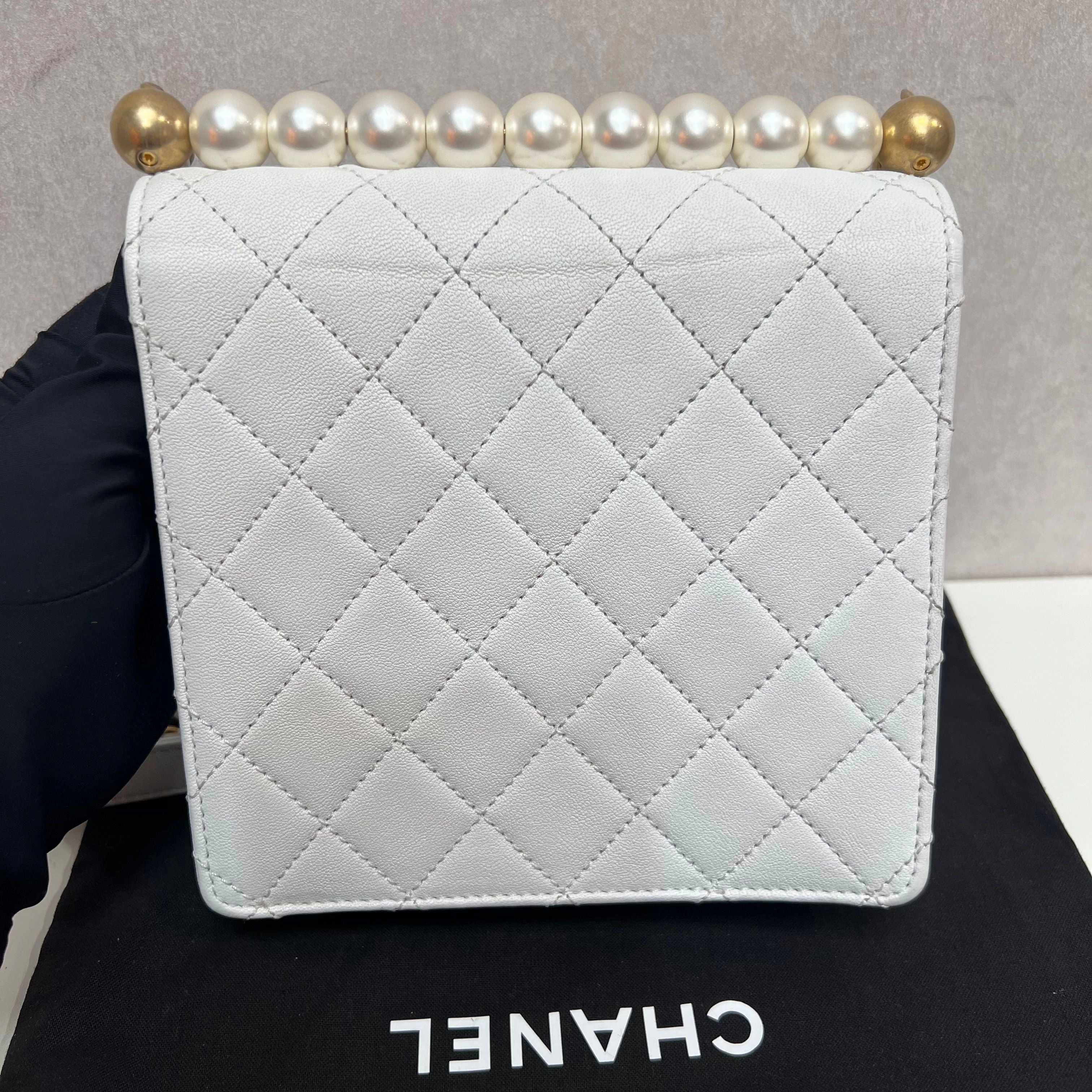 Chanel Small Chic Pearls Flap Bag - White Crossbody Bags, Handbags 3347