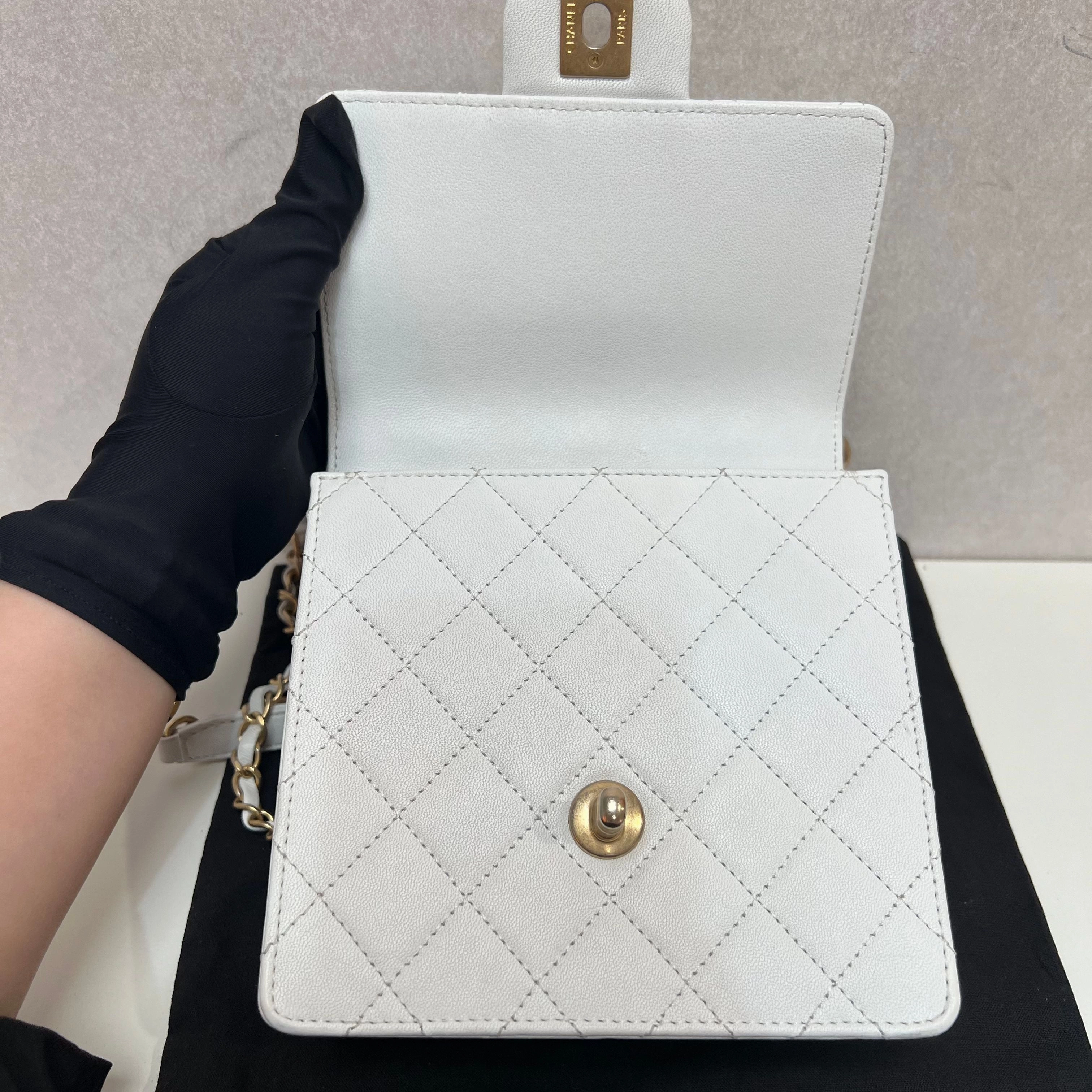 Chanel Small Chic Pearls Flap Bag - White Crossbody Bags, Handbags 3347