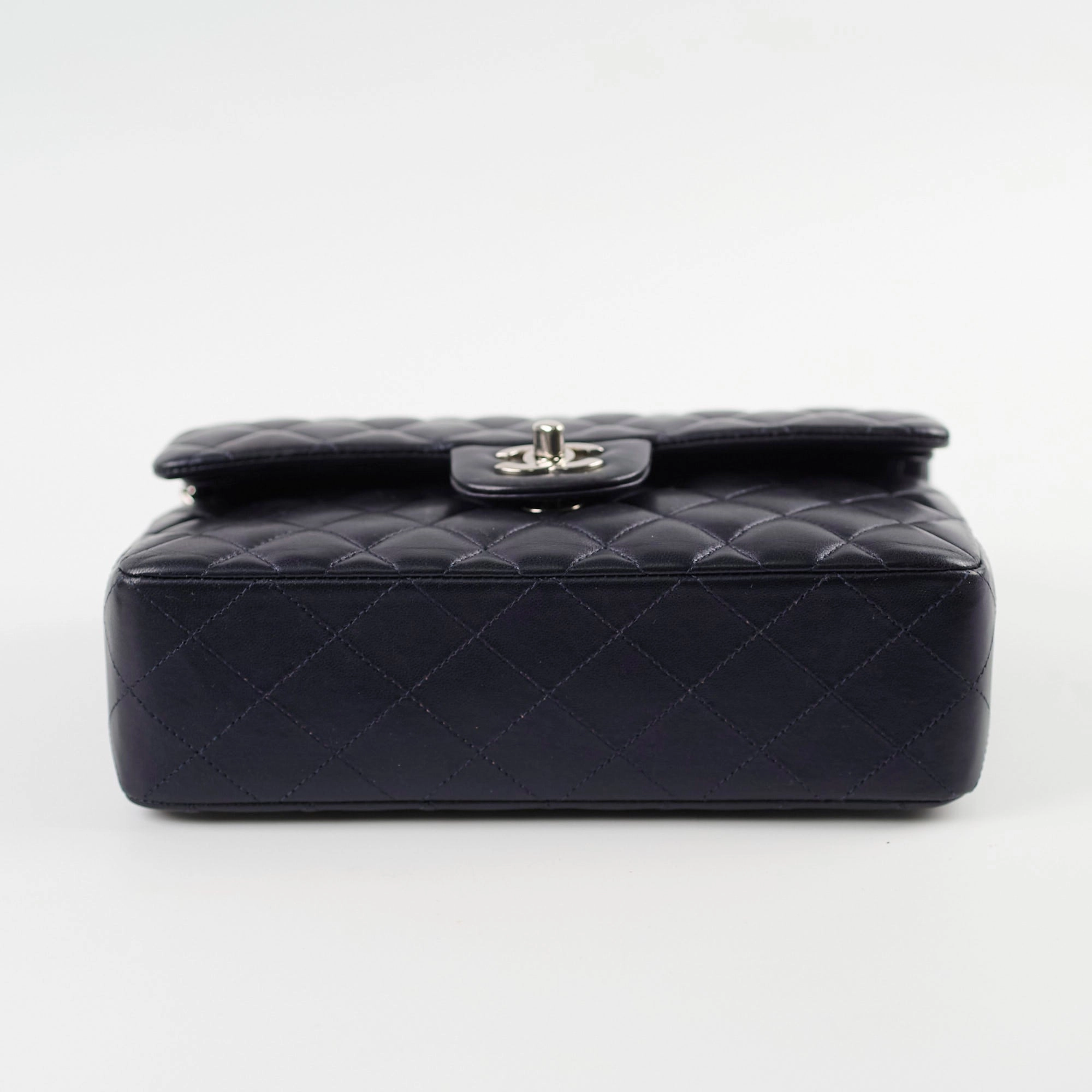 Chanel Small Lambskin Classic Flap Mettalic Navy Series 24