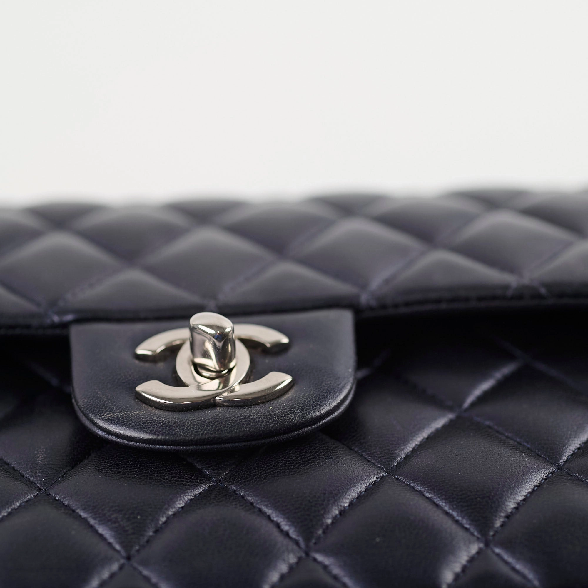 Chanel Small Lambskin Classic Flap Mettalic Navy Series 24