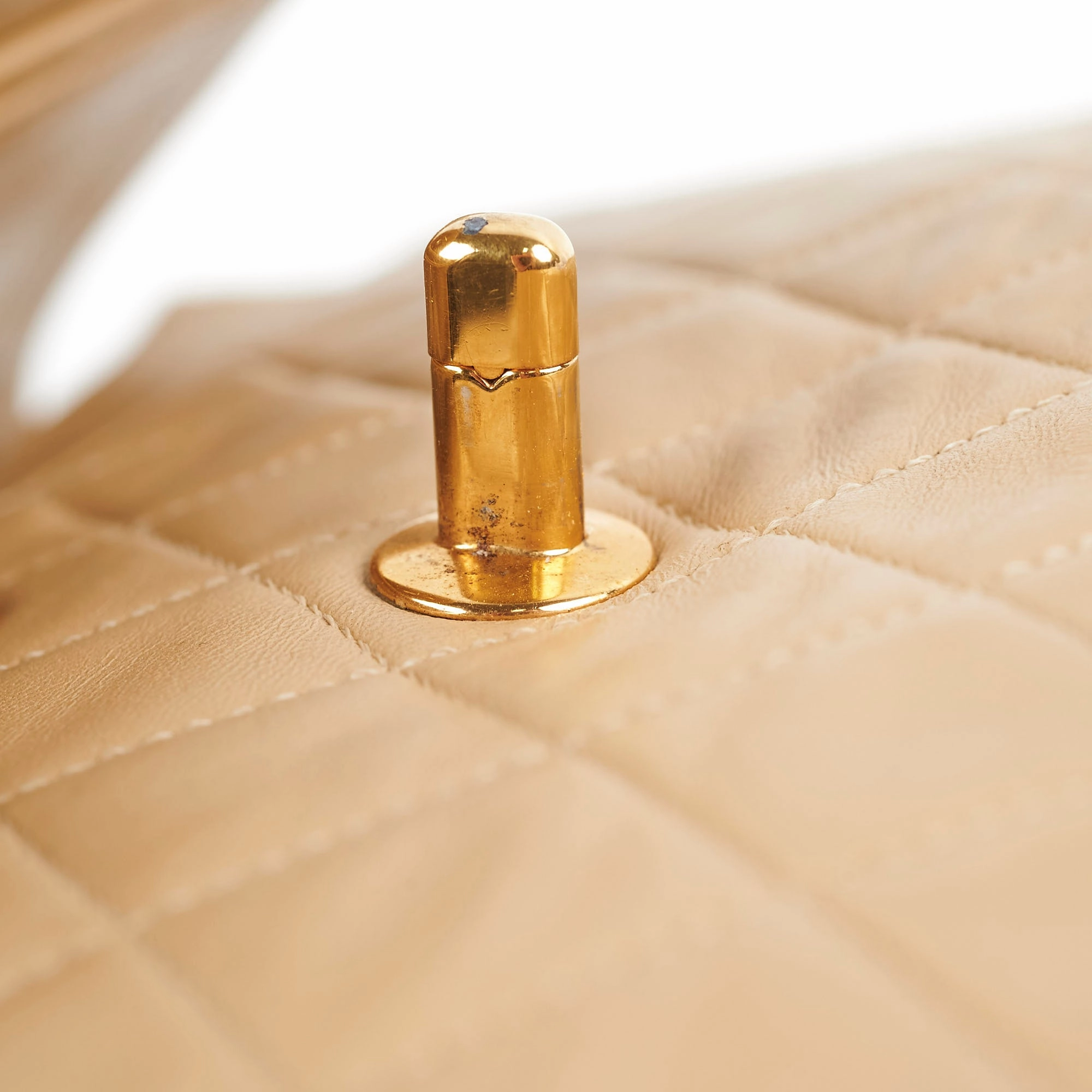 Chanel Vintage Square Double Flap Beige Lambskin - Series 1