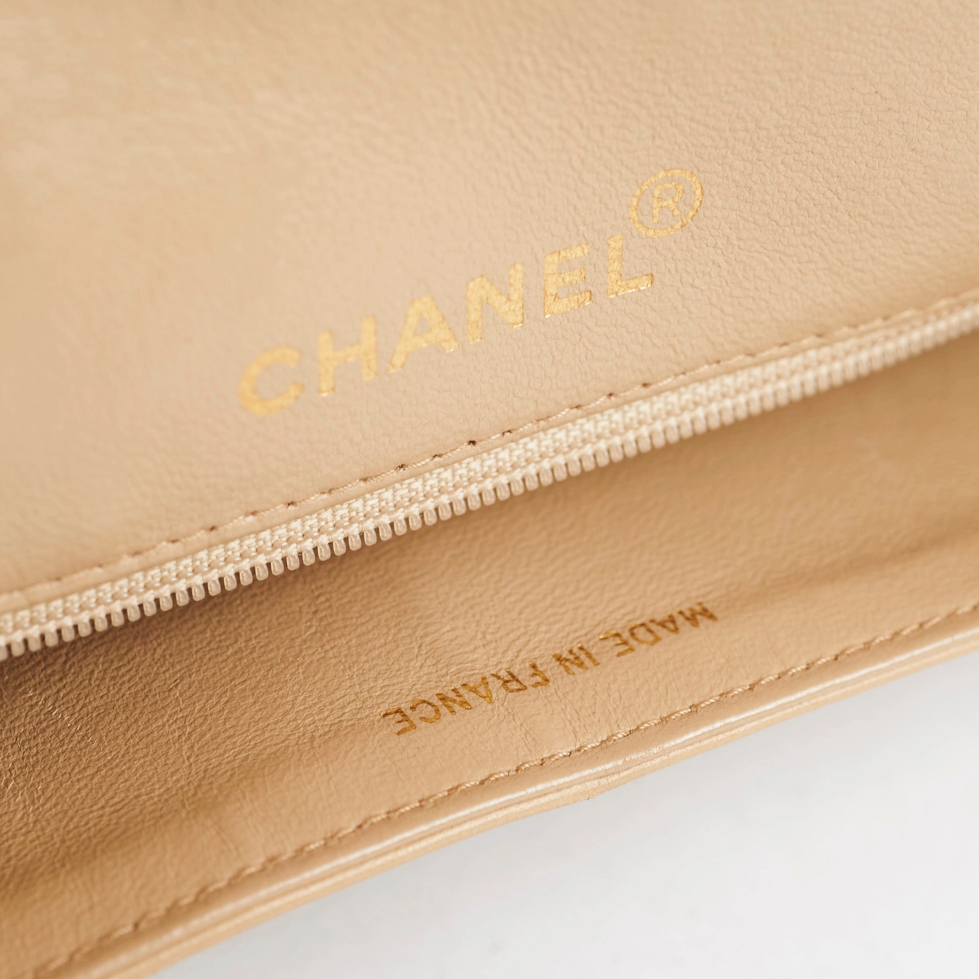 Chanel Vintage Square Double Flap Beige Lambskin - Series 1