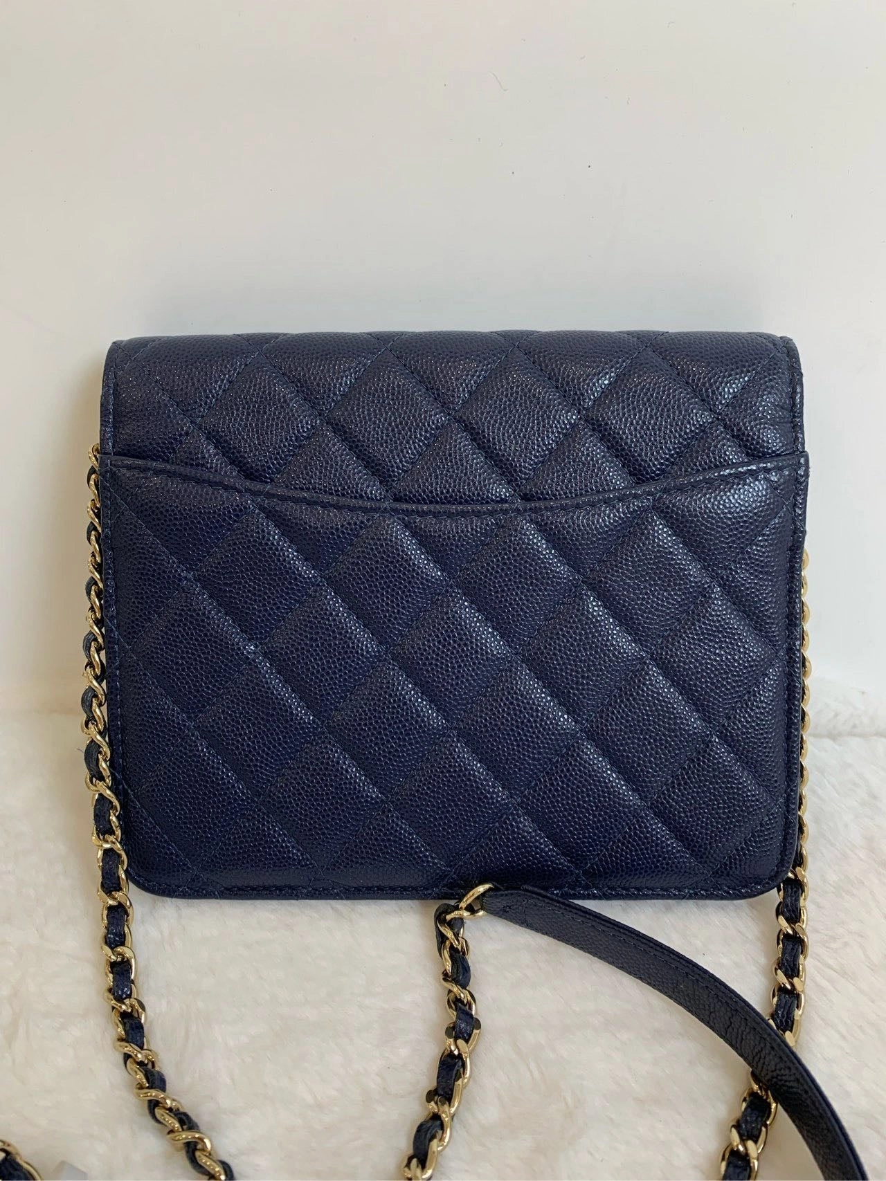 Chanel WOC Quilted Caviar Navy Blue Crossbody Bag