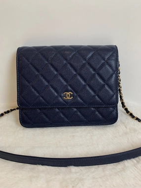 Chanel WOC Quilted Caviar Navy Blue Crossbody Bag