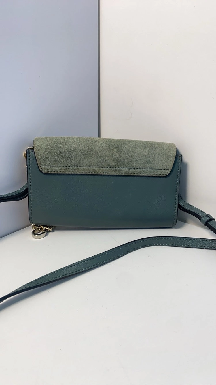 Chlo Faye Small Blue Leather Crossbody Bag