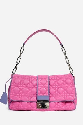 Christian Dior 2012 Pink/Purple Patent Trim Cannage Leather Flap Shoulder Bag