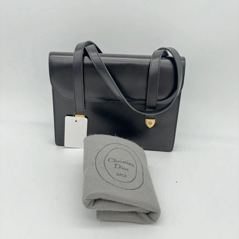 Christian Dior Black Leather Shoulder Bag Medium