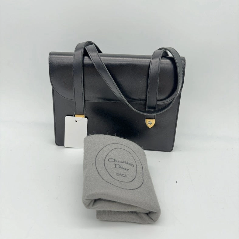 Christian Dior Black Leather Shoulder Bag Medium