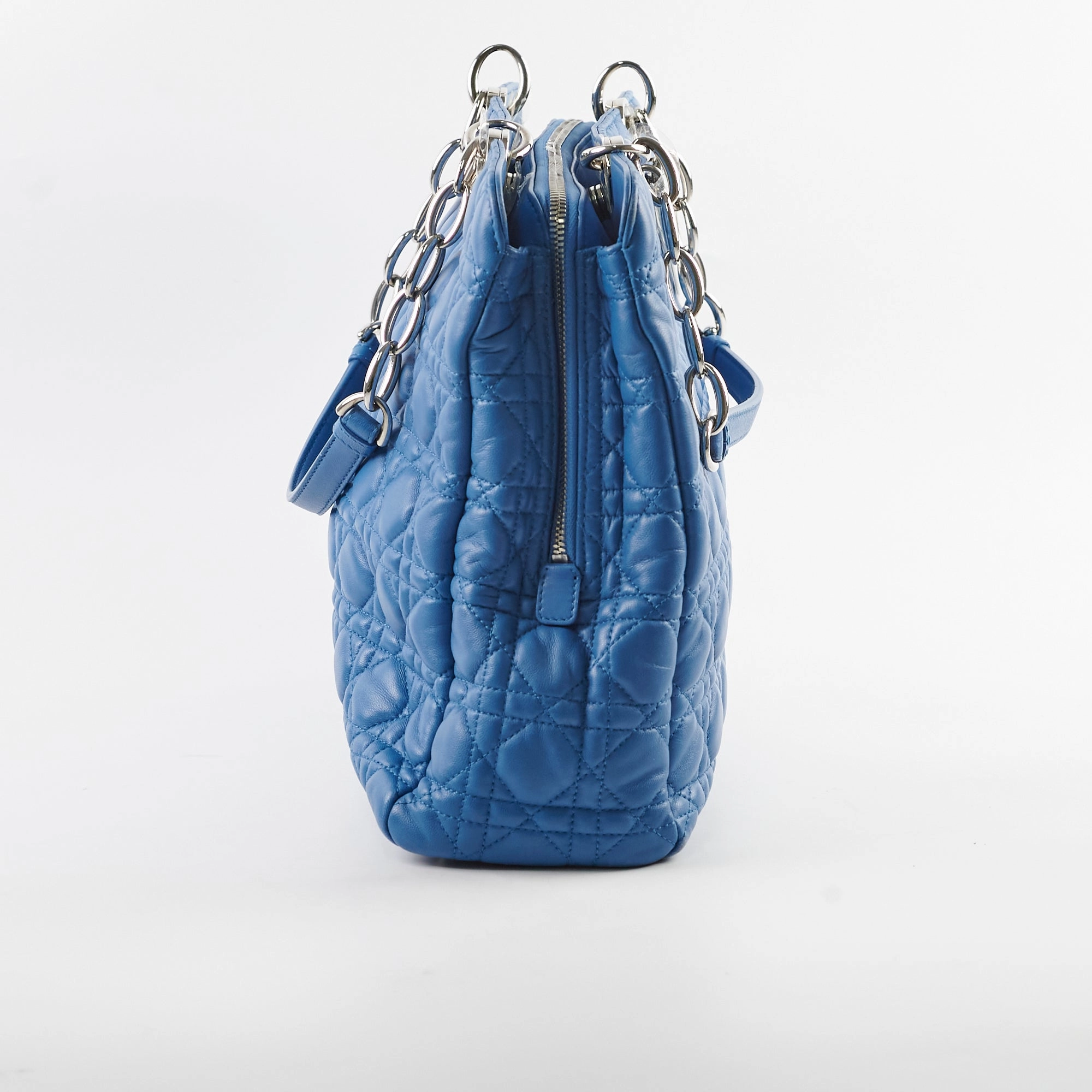 Christian Dior Cannage Leather Shopping Tote Blue