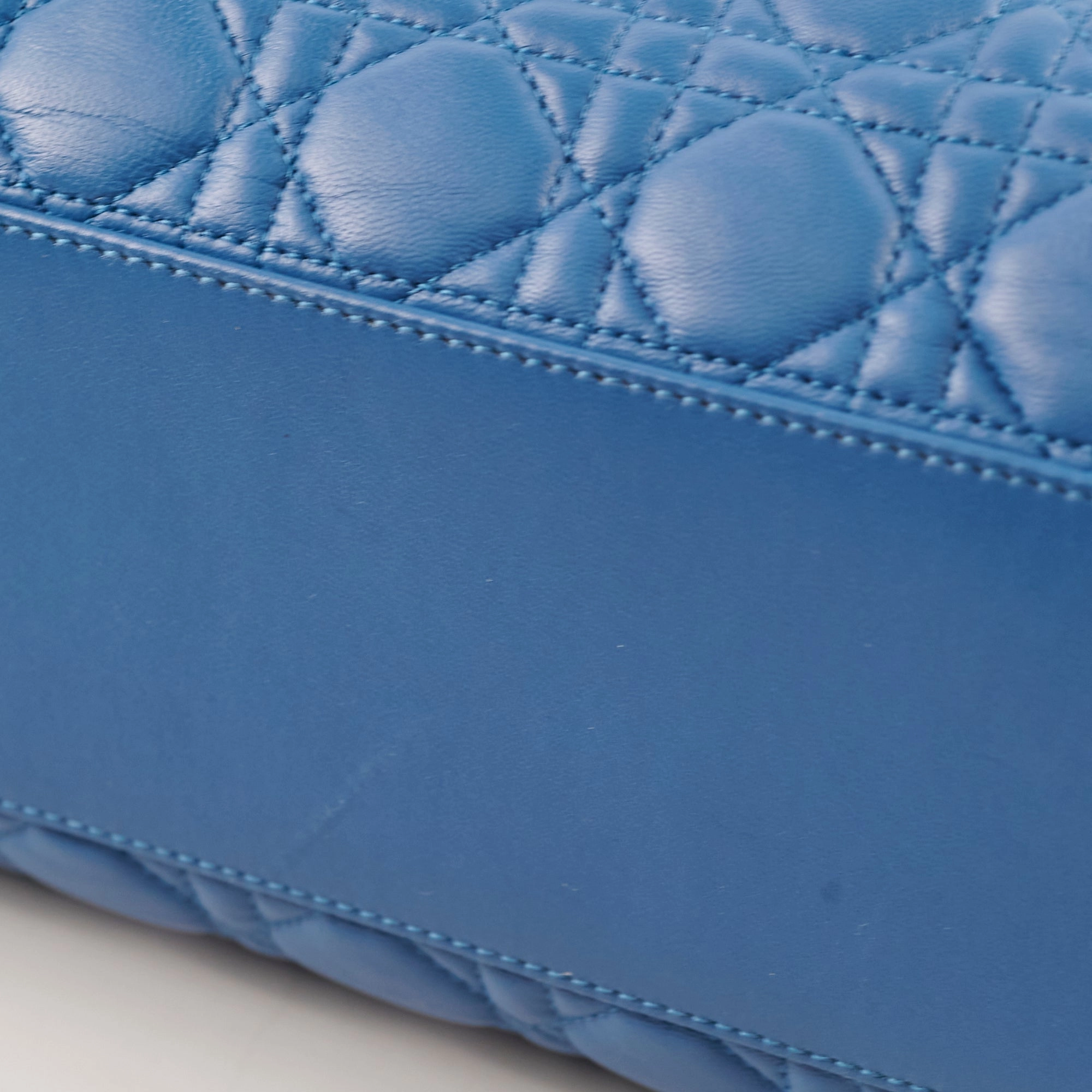 Christian Dior Cannage Leather Shopping Tote Blue