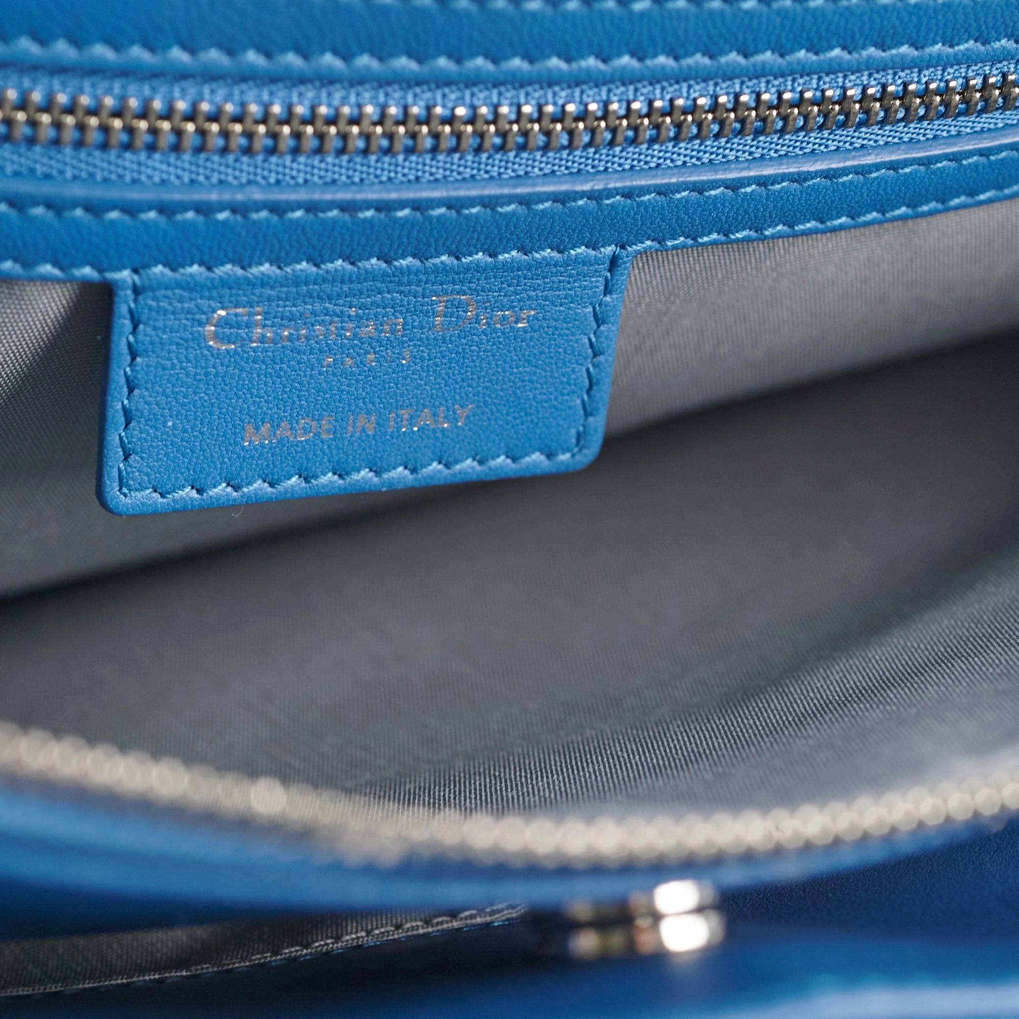 Christian Dior Cannage Leather Shopping Tote Blue