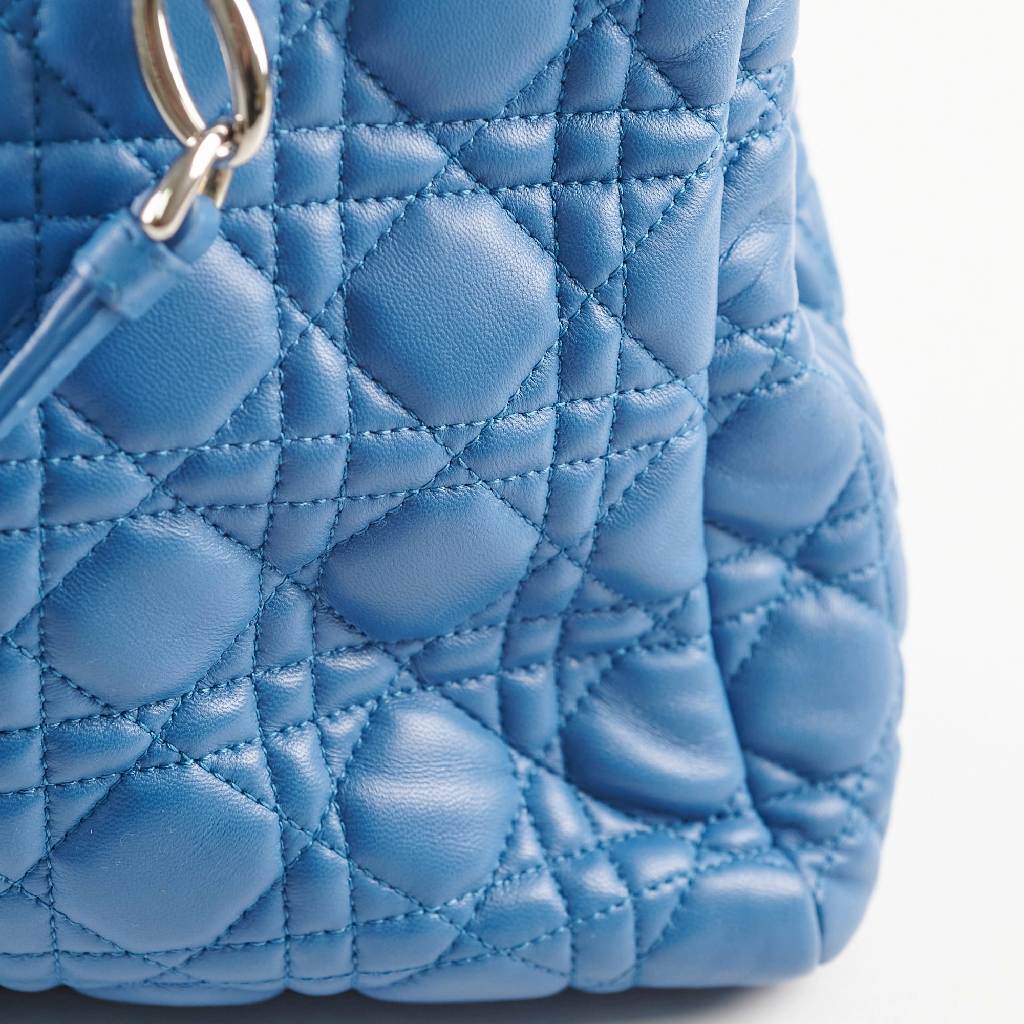 Christian Dior Cannage Leather Shopping Tote Blue