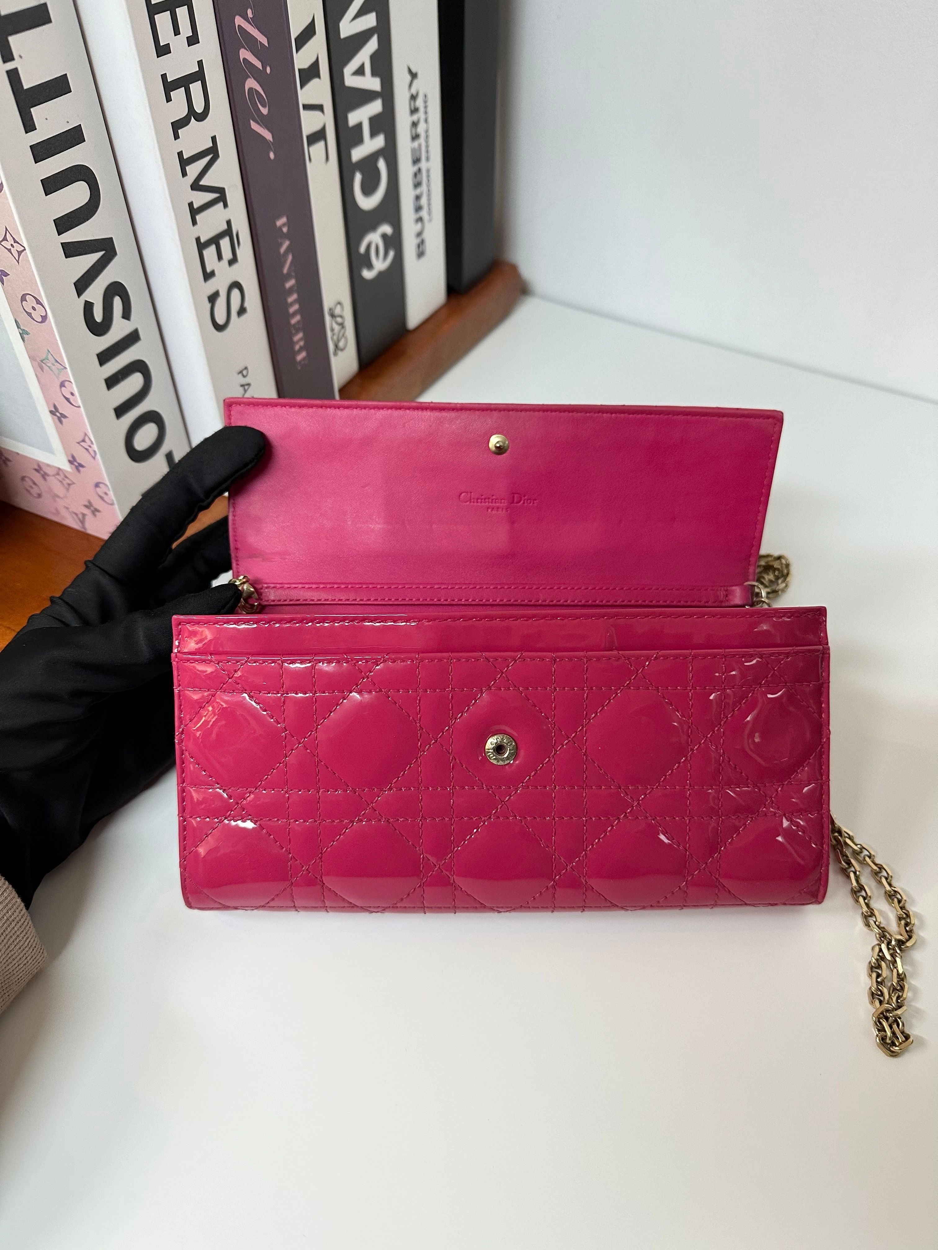 Christian Dior Patent Lady Dior Wallet on Chain - Pink Crossbody Bags, Handbags #6C